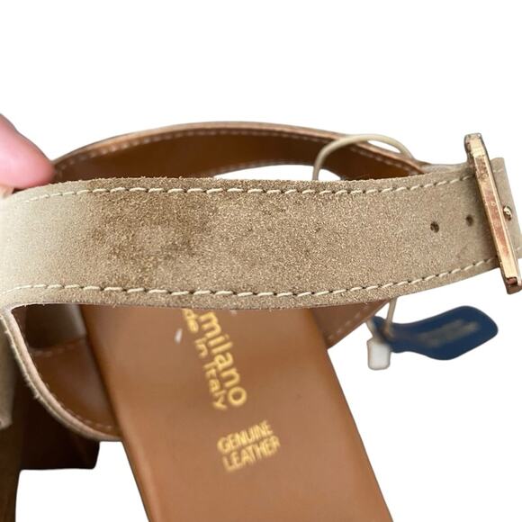 Sophia Milano Made Italy Tan Suede Block Heel Sandals size 8 NWTs - Picture 6 of 12